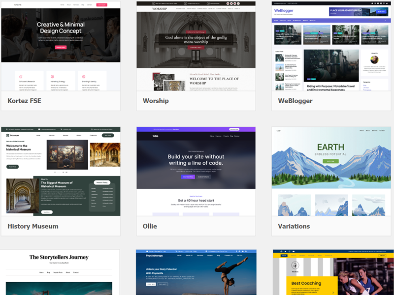 เว็บไซต์บล็อก (Block Themes)
